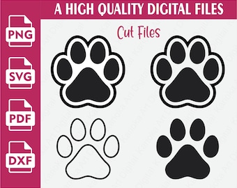SVG Dog Paw Pack, Animal Paw SVG, Dog Paw Silhouette, Dog Footprint, Svg Files for Cricut, Vector, Clipart, PNG