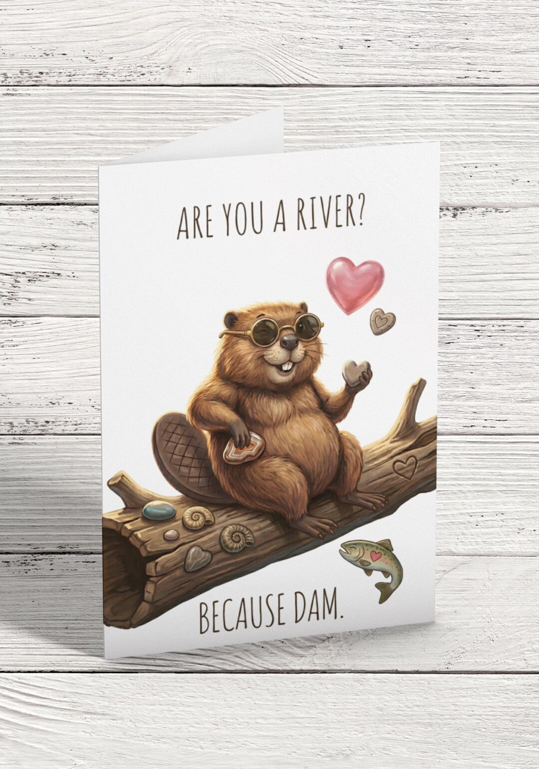 Funny Beaver Pun Card, Anniversary Love Greeting, Animal Humor (4.25