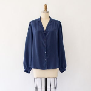 80s Secretary Silky Blouse, Vintage Minimal Blouse (XS-M)
