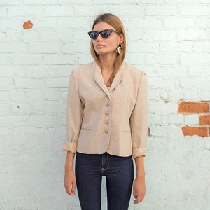 Cream fitted blazer womens deals