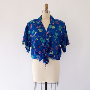 90er Jahre Liz Claiborner Abstrakt Gemusterte Bluse, Vintage Bluse (S-M)