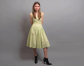 50s Vintage Dress / Polka-Dot Dress / Summer Dress / Vintage 50s Cotton Dress Δ size: S