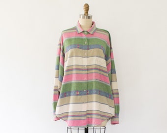 Vintage Southwestern Button-Up Shirt, 80s Oversized Cotton Shirt (S-L)