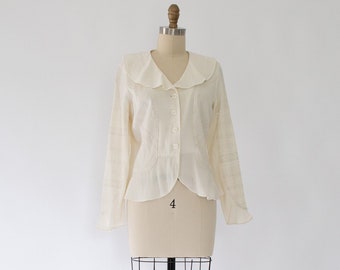 Y2K Embroidered Ruffle Blouse, Vintage Boho Blouse size XS/S