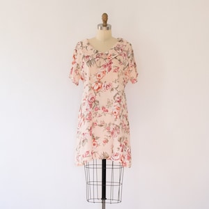 90s Floral Baby-Doll Dress, Vintage Floral CottageCore Empire-Waist Dress (M-L)