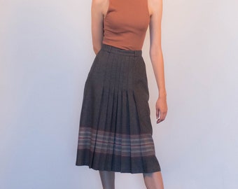 Vintage 70s High-Waist Pleated Wool Skirt size XS