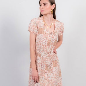 70s Floral Patchwork Cotton Dress size M/L