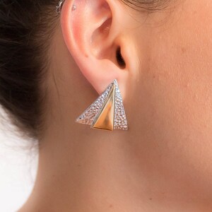 Geometric Triangle Gold and Silver Earrings