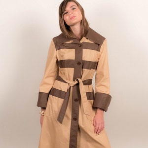70s Striped Two-Tone Trench Coat fits sixes S/M/L