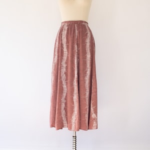 80s Abstract Full Gathered Skirt, Vintage High-Waisted Maxi Skirt (M-L)