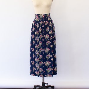 90s Floral Full Maxi Skirt, Vintage CottageCore Skirt (XS)