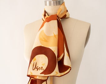 60s Silk Abstract Vera Scarf, Long Mod Silk Scarve