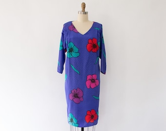 80s Floral Jacquard Dress, Vintage Sack Dress (XS-S)