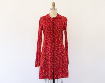 Sukienka Y2K Boho z rękawami dzwonkowymi, sukienka bawełniana Vintage Floral CottageCore (XS-S)