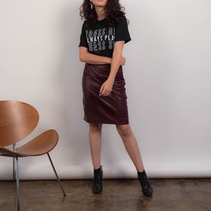 Burgundy leather skirt 90s new arrivals
