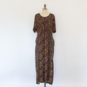 90s CottageCore Maxi Dress, Vintage Oversized Floral Dress (M-L)