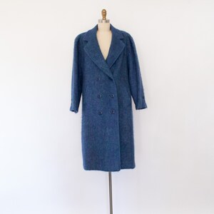 Abrigo cruzado Mod 60s Mohair, abrigo de lana vintage de los años 60 teñido espacial (S-L)
