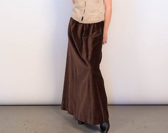 Brown Velvet Full Maxi Skirt size M