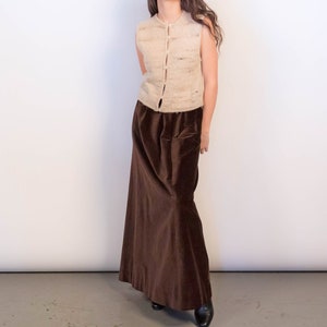 Brown Velvet Full Maxi Skirt size M