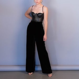 High-Waisted Black Velvet Wide-Leg Pants size S / 25"W