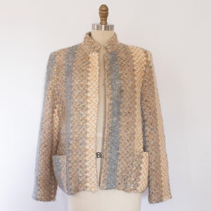Vintage Mohair Chevron Woven Blazer, 60s Zig-Zag Mod Blazer (S-L)