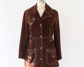 Vintage suède boho-jas | Leren boho-westernstijl jaren 60, XS-S