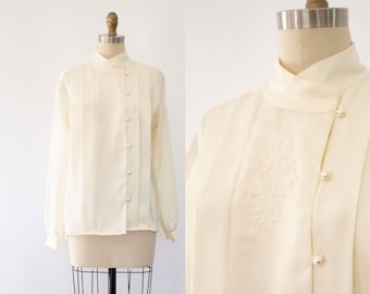 80s Sheer Jacquard Stripe Sheer Blouse, Vintage Dead-stock Classic