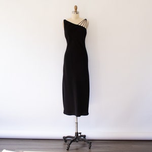 90s Evan Picone Asymmetrical Shoulder Dress, Vintage 90s Minimal Maxi Dress (L)