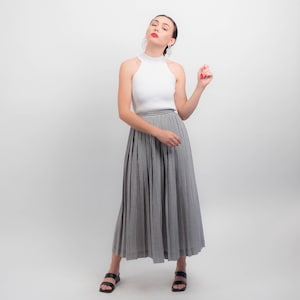 RALPH LAUREN Silk Maxi Skirt. 80s Ralph Lauren Skirt. Houndstooth Silk Skirt. Vintage 80s Skirt. Pleated Silk Skirt. size: 24&quot; W / XS