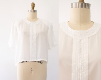 80s Sheer Jacquard Stripe Sheer Blouse, Vintage Dead-stock Classic