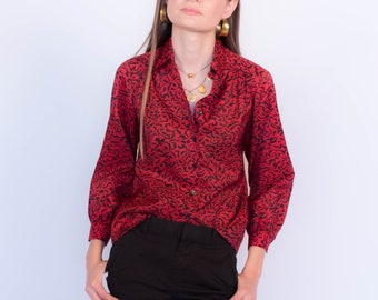 Vintage Abstract Silky Blouse size XS/S