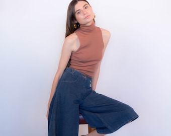 70s Boho Denim Culottes size XS