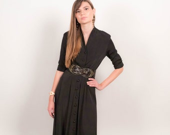 1940s Black Rayon Dress size XS/S