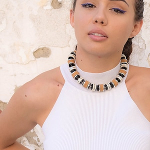 Statement Necklace / Vintage 60s Necklace / Tribal Boho Necklace / Geometric Necklace / Beaded Necklace / Collar Necklace / 60s Necklace