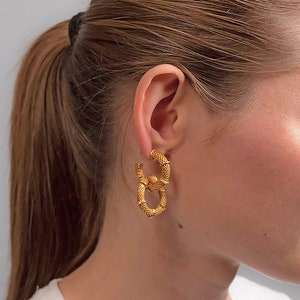 Hoop Earrings / Statement Earrings / 80s Hoop Earrings / Big Earrings / Gold Hoop Earrings / Statement Hoop Earrings image 2