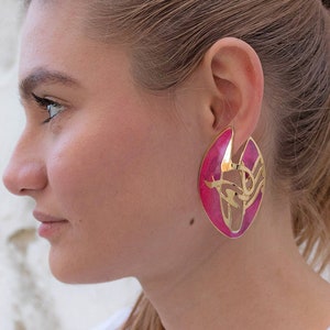 Avant-Garde Earrings / Modernist Earrings / Sculptural Earrings / Enamel Earrings / Vintage 80s Earrings / Statement Earrings / Big Earrings