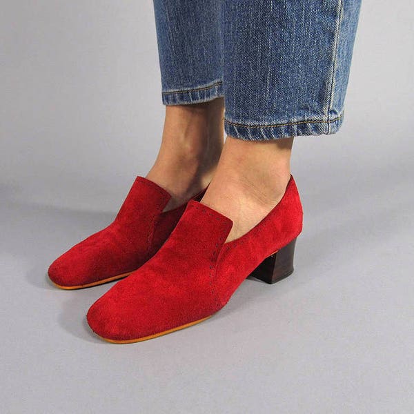 Vintage Suede Loafers / Vintage 60s Shoes / Mod Shoes Δ size 6.5