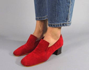 Vintage Suede Loafers / Vintage 60s Shoes / Mod Shoes Δ size 6.5