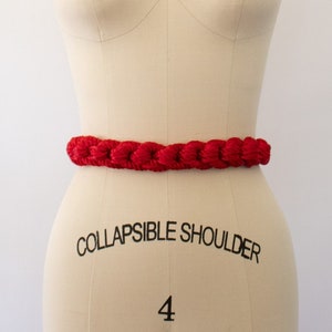 小物 Vintage 80s Red Braid Design Belt 1980s Red Braided Belt Knot Belt 80s Belt Vintage Belt