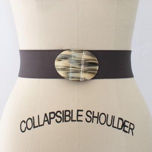 80s Acrylic Buckle Stretch Belt, Vintage Gray Cinch Belt (29&quot;)