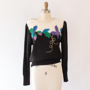 80s Metallic Angora Chunky Knit Sweater, Vintage Novelty Sweater (XS-M)
