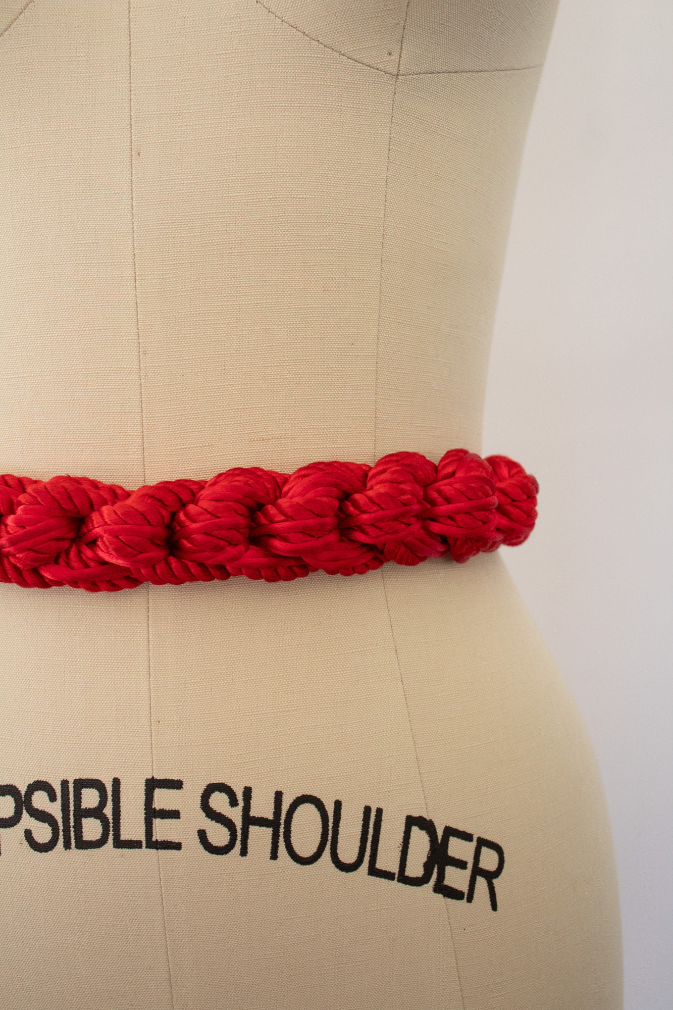 Vintage Red Braided Rope Belt Edgy Retro Chic Maximalist Vintage Metallic Red & Green Twisted Braided Rope Belt - Etsy main image 2