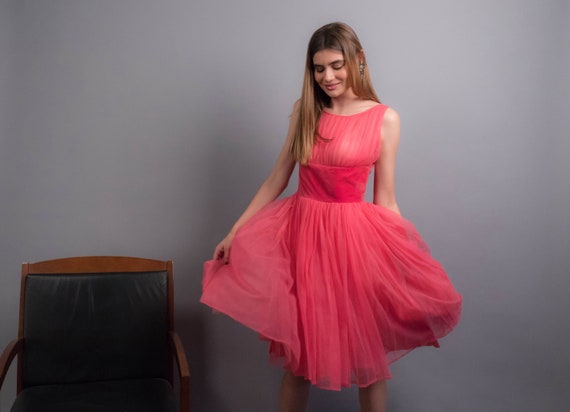 50s TULLE Dress. Vintage 50s Dress. 50s Prom Dress
