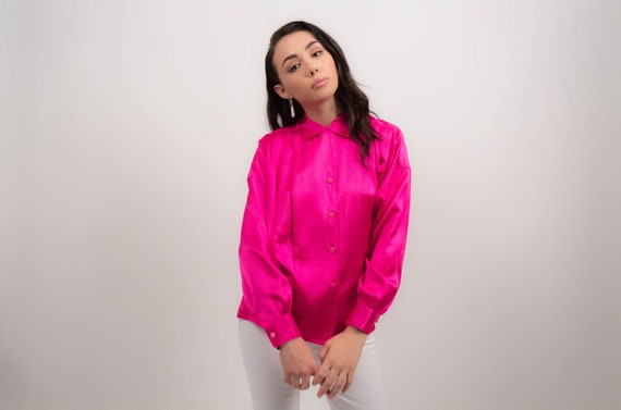 Vintage OSCAR De La Renta Blouse. 80s Silk Blouse.
