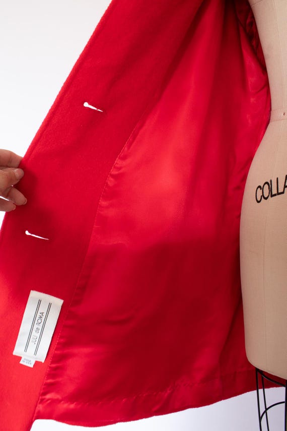 80s Bold Shoulder Structured Red Wool Coat, Vinta… - image 8