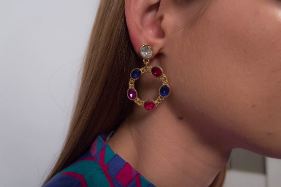 Statement RHINESTONE Earrings. Multi-Color Earrin… - image 2