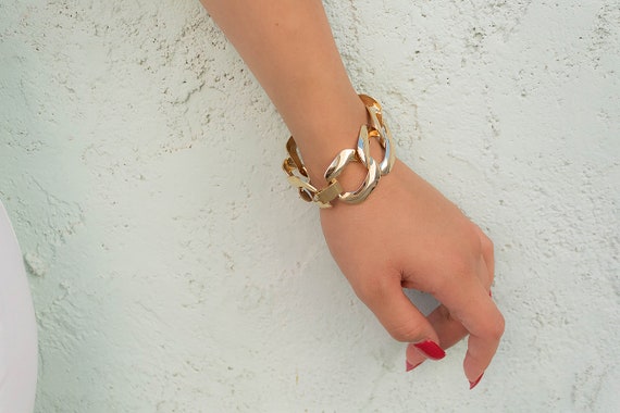 Statement Bracelet / Chain-Link Bracelet / Vintag… - image 3