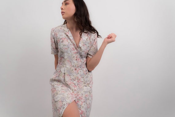50s SHIRT Dress. Vintage 50s Dress. Summer Floral