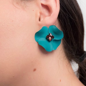 Dangle FLOWER Earrings. Detachable Floral Earrings. Hoop Pendant Earrings. Trendy Floral Earrings. Floral Earrings. Flower Earrings Stud. image 3
