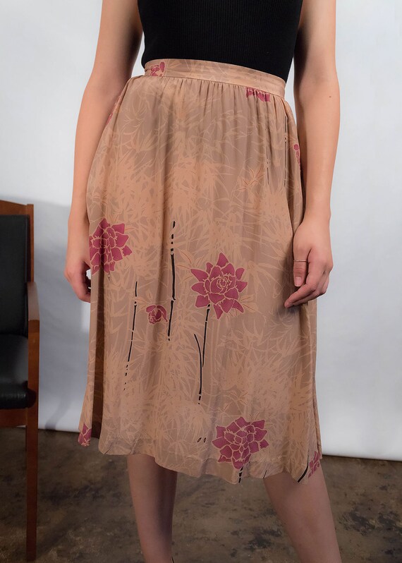 Floral SILK Skirt. 80s High-Waisted Skirt. Vintag… - image 3